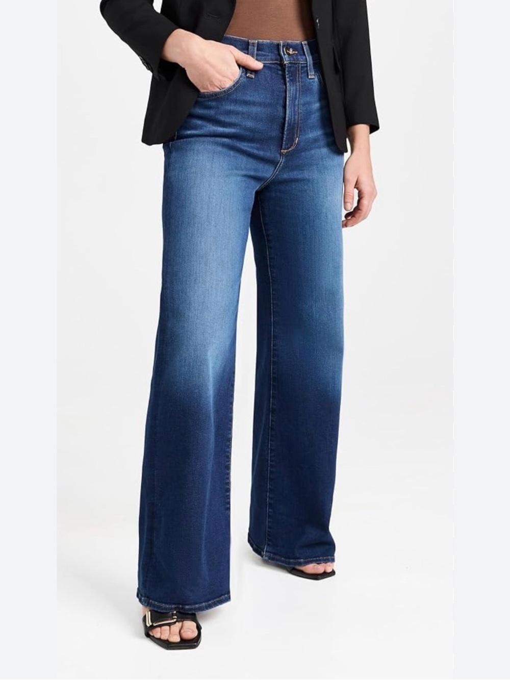 Joe's Jeans Mid-Rise Wide Leg Jeans in Medium Blue Wash